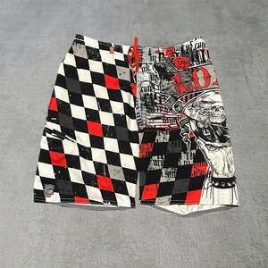 Lost Enterprises Mayhem Skull Checkered Graphic Board Shorts Size 36
